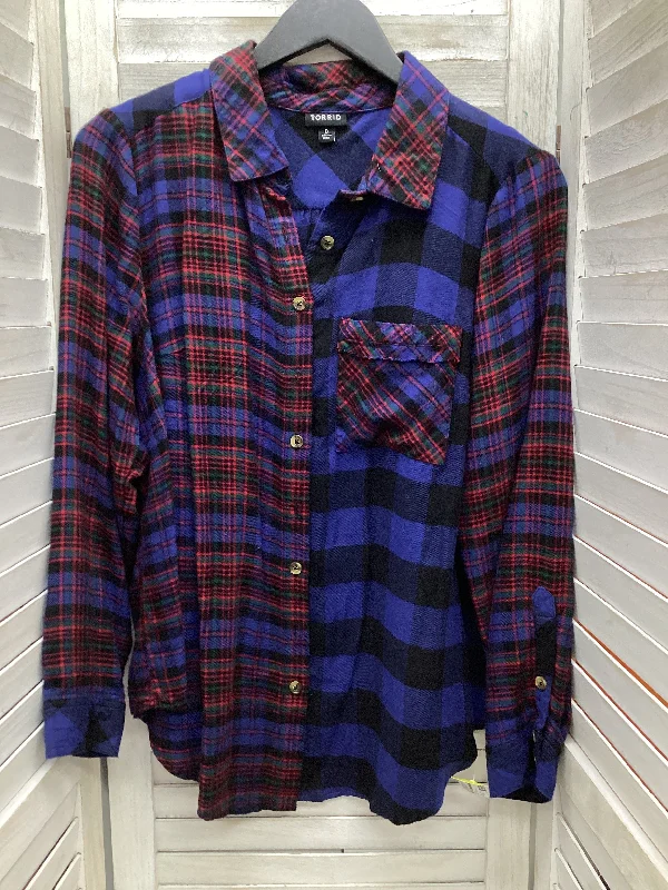 Top Long Sleeve By Torrid In Plaid Pattern, Size: Xl Cozy Men's Winter