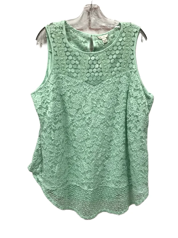 Green Top Sleeveless By Cato, Size: 1x Refined Men's European