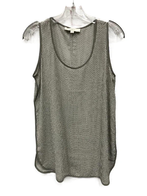 Grey & White Top Sleeveless By Loft, Size: S Street