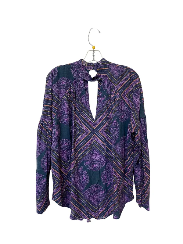 Top Long Sleeve By Free People In Purple, Size: Xs Lumberjack