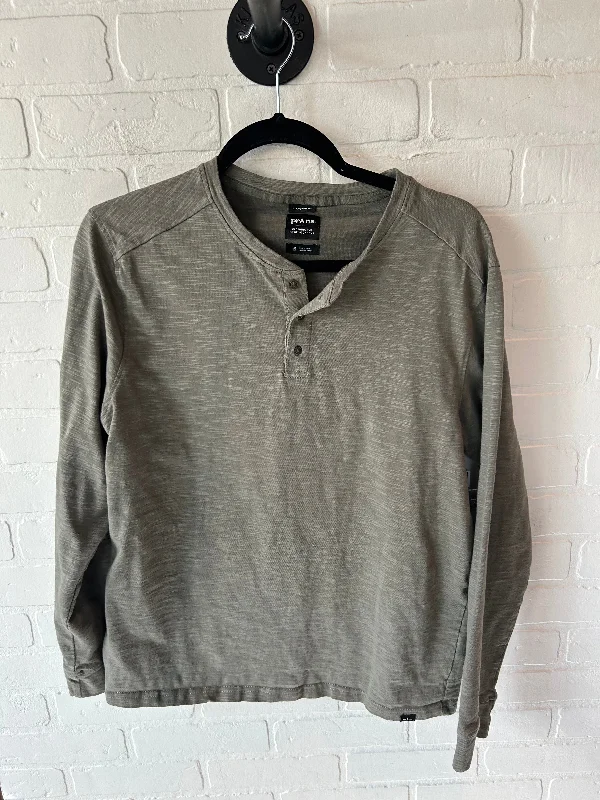 Top Long Sleeve By Prana In Green, Size: M Casual Men's Loose