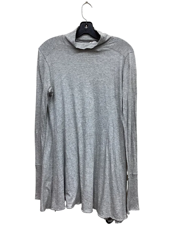 Top Long Sleeve By Free People In Grey, Size: Xs Sleek Men's Metallic