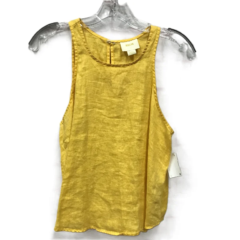 Yellow Top Sleeveless By Maeve, Size: Xs Polished Men's Satin