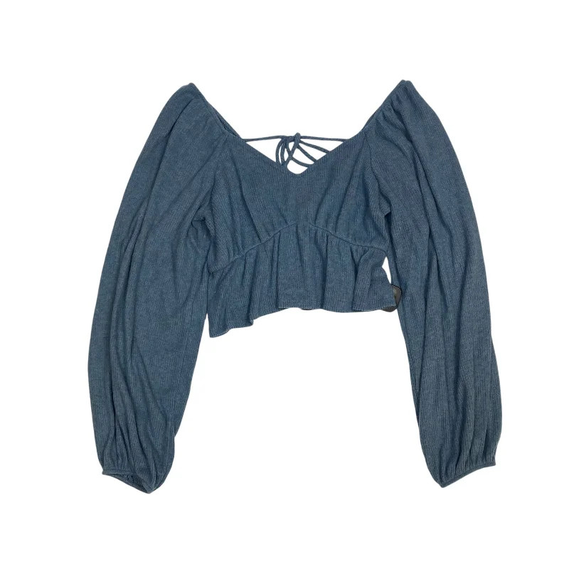 Top Long Sleeve By Le Lis In Blue, Size: L British Gentleman Style