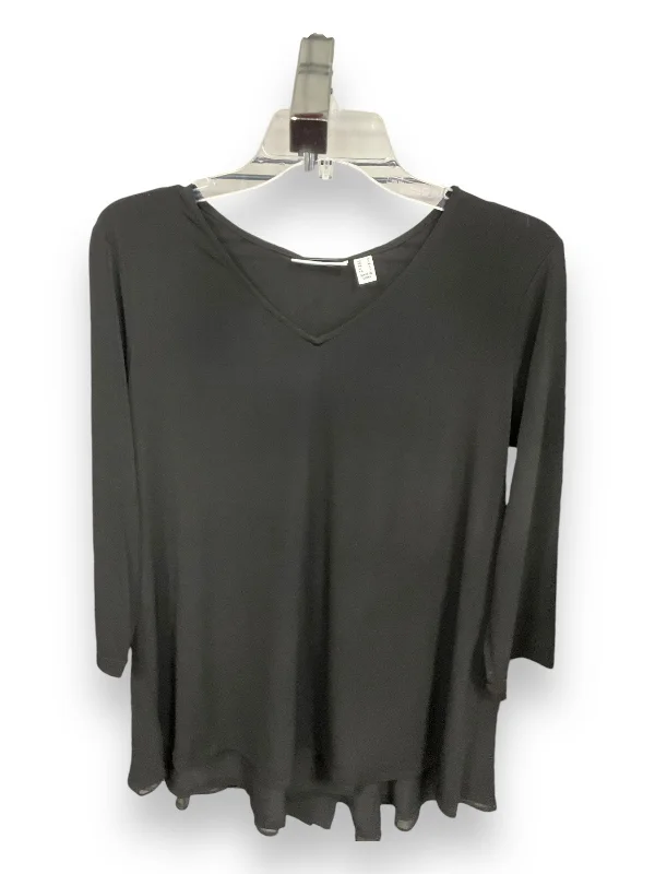 Top 3/4 Sleeve Basic By Susan Graver In Black, Size: M Modern Men's Geometric