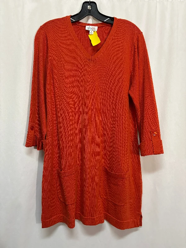 Tunic 3/4 Sleeve By Denim And Co Qvc In Orange, Size: M Refined Men's Hand